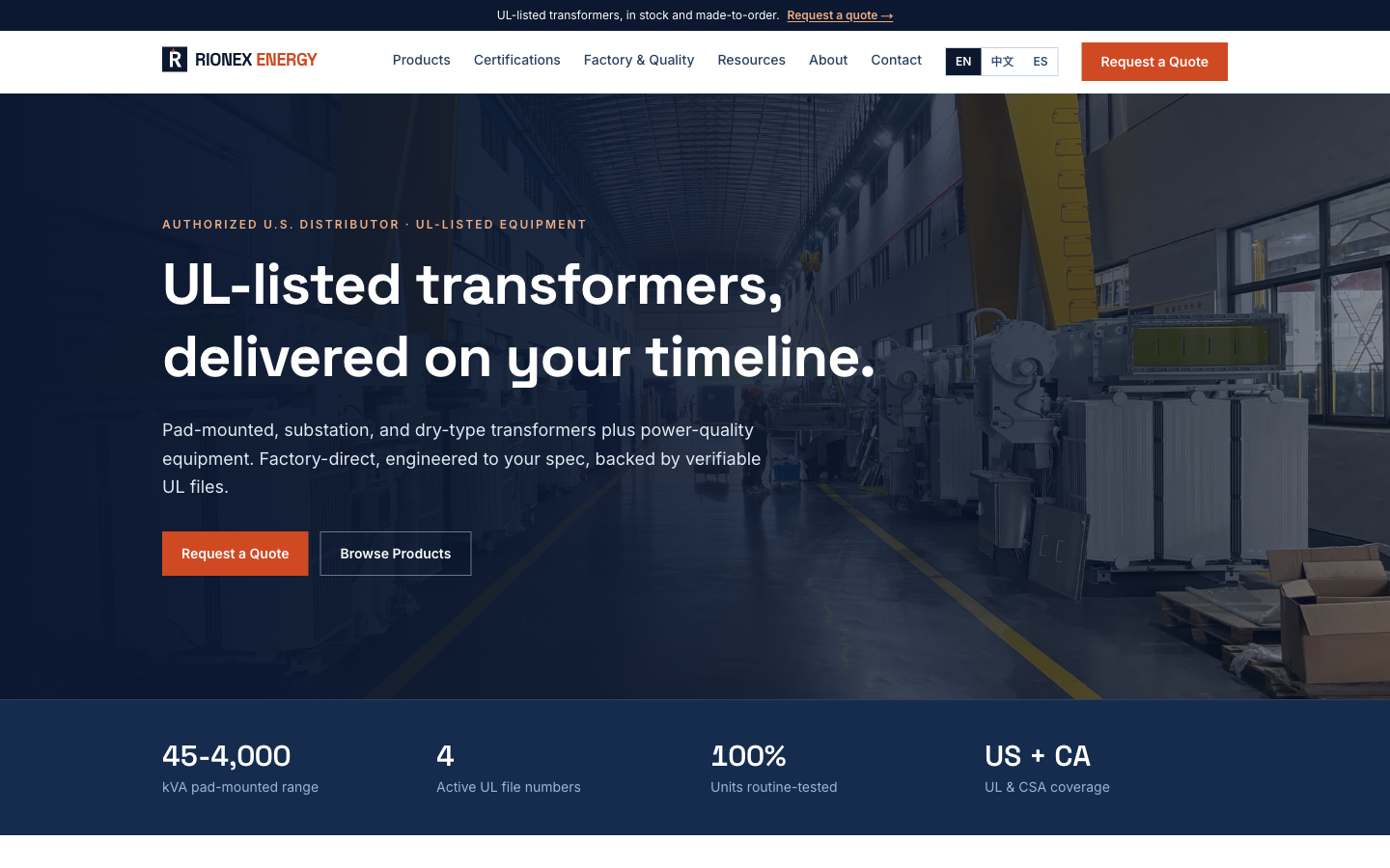 Rionex Energy website built by WeChaser AI